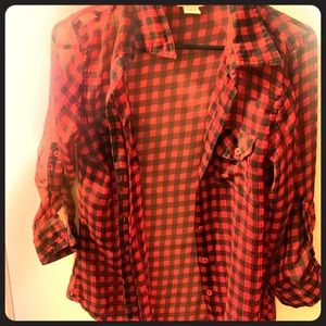 Red and Black Checkered Blouse
